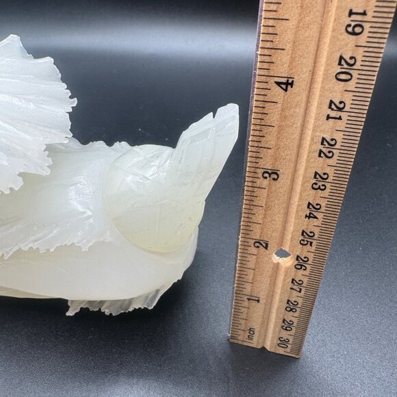 Carved White Jade Cabbage Chinese Wealth Fortune Bok Choy Sculpture Ornament Hom - Picture 14 of 14